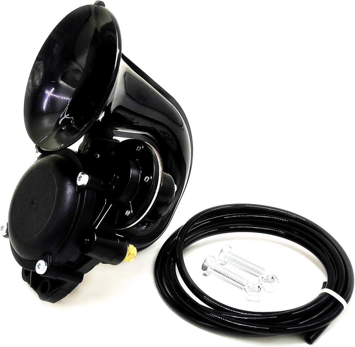 Claxon voor de auto, 12 V/24 V, 150 dB, luidspreker met lederen buis, super trompet, luchtslak, single waterdicht, universeel, voor boot, auto, motorfiets, bestelwagen, truck