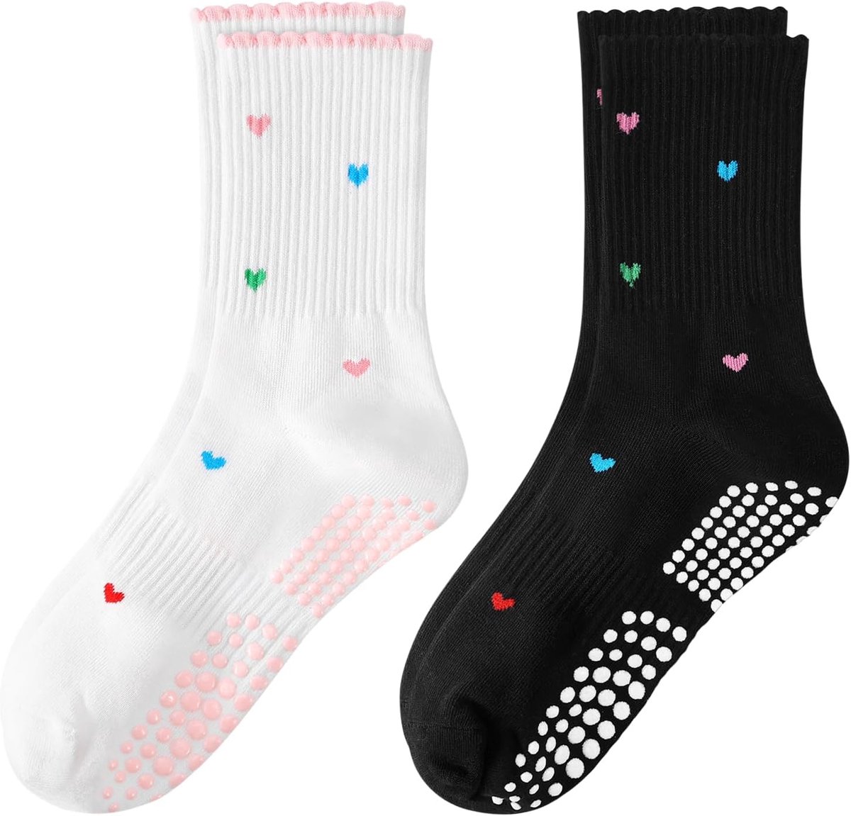 Sokken voor dames, mooie antislip sokken met hartpatroon, ideaal voor fitness, balletstang, dansen