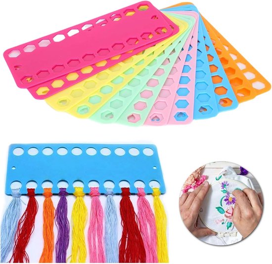 12-delige Organiser voor Borduurdraden, Kleurcodeerbare Plastic Spoelen met 20 Gaten, Ideaal voor Handwerk en Borduurprojecten — afbeelding 2