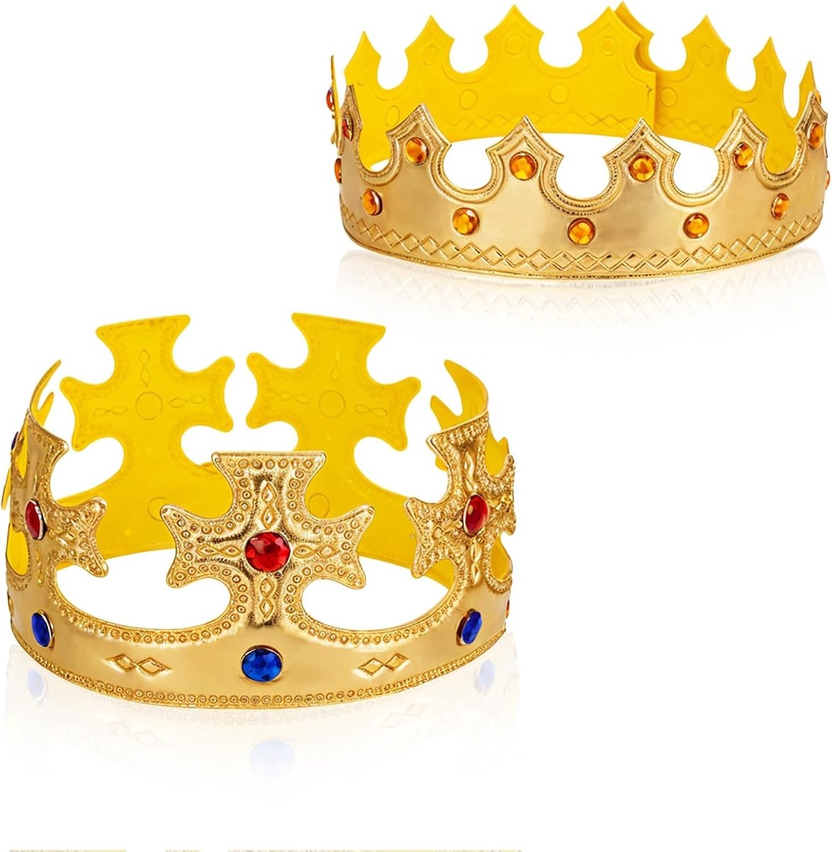 Set van 2 Gouden Koningskronen van 22 Inch - Verstelbare Hoofddeksels voor Verjaardagsfeest en Fancy Dress Party