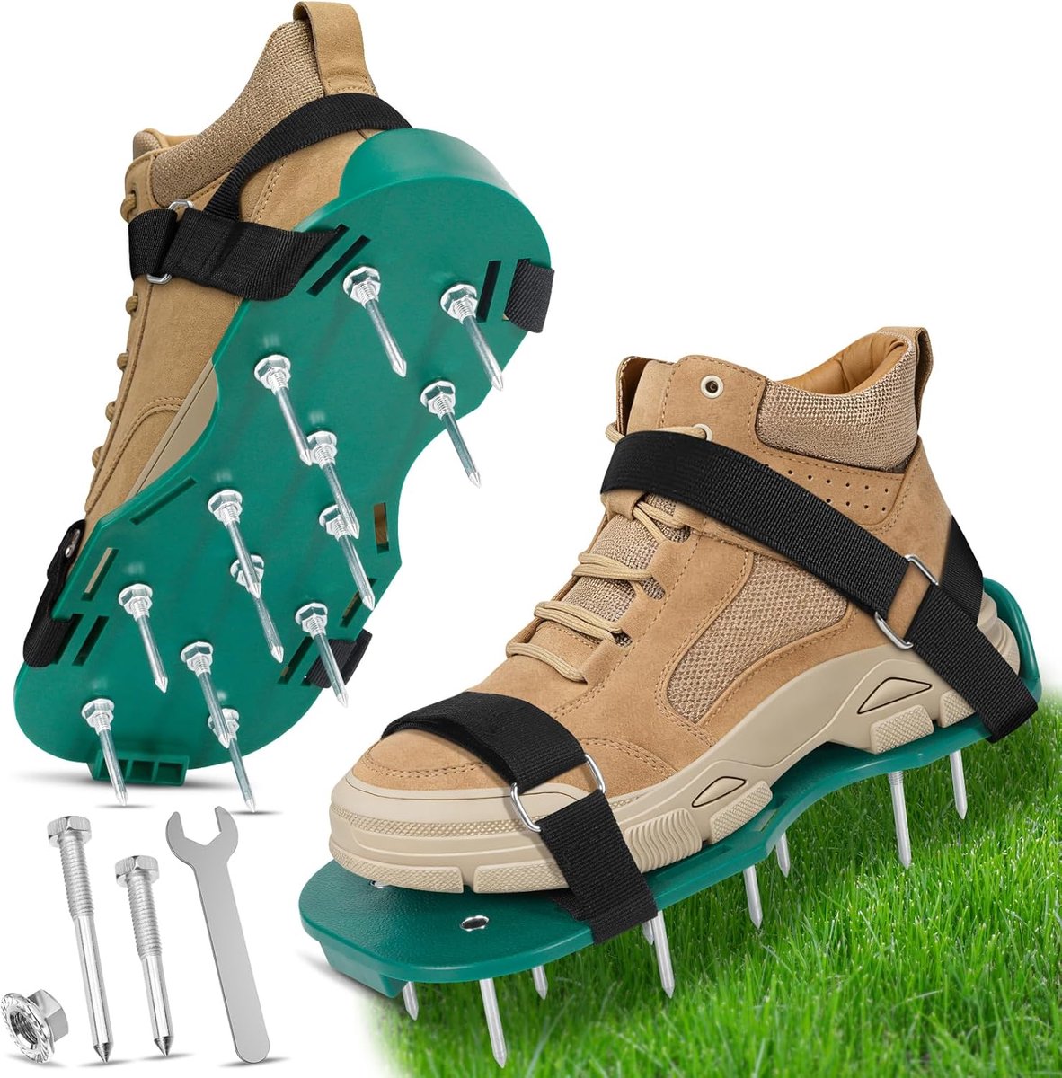 Gazonventilerschoenen met spijkers - 40 mm en 55 mm spijkers - klittenbandsluitingen - eenvoudig gazononderhoud - ShopVlot