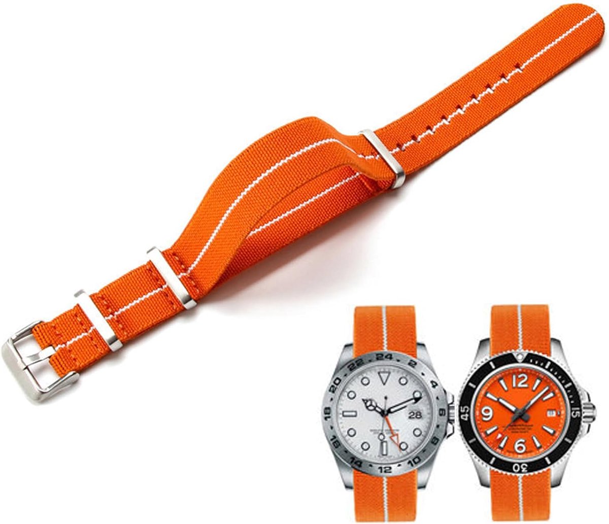 Horlogeband Nylon Elastisch - Nato stijl militair - Gevlochten extra armband - Perfect voor dagelijks gebruik - ShopVlot