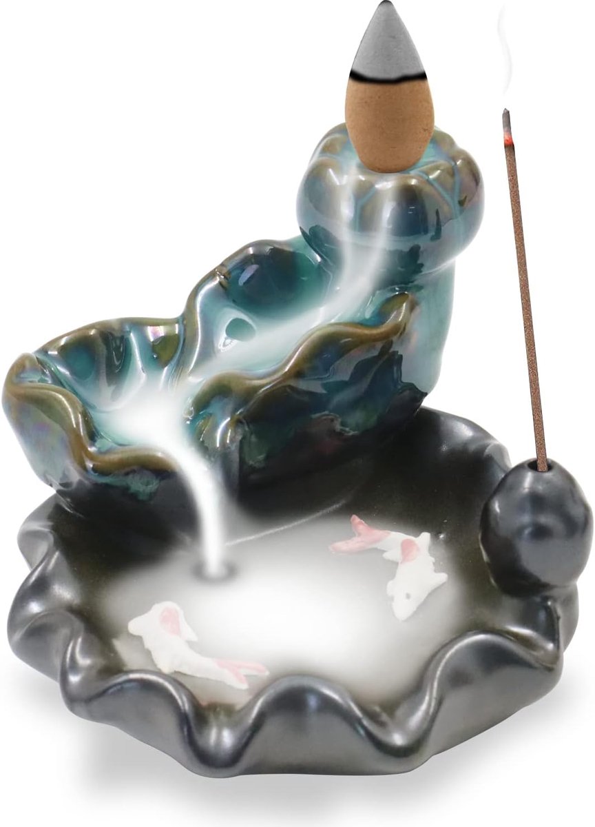 Ceramic Incense Burner, Waterfall Flowing Incense Holder, Exquisite Incense Cone Burner for Backflow Incense, Incense - ShopVlot