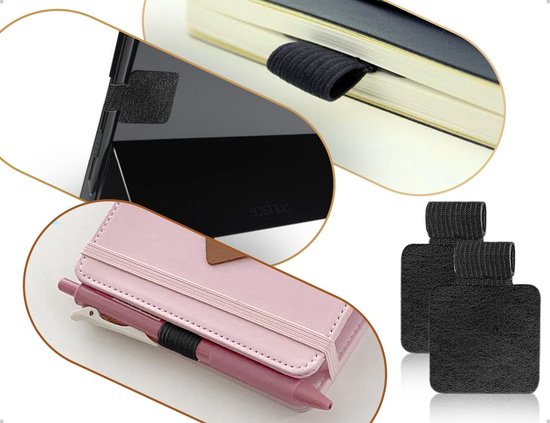 Pennenlussen Set van 5 - Zelfklevend - Elastisch - PU-leer - Geschikt voor Notitieboek - Praktisch Hulpmiddel voor Schrijven - Penhouder — afbeelding 2