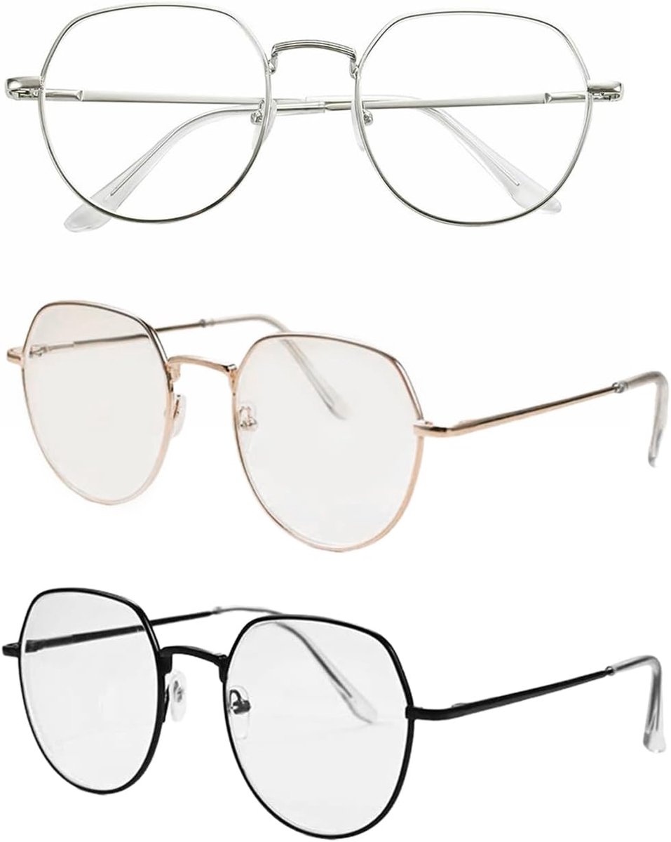 3 Paar Literaire En Artistieke Brillijsten, Platte Decoratieve Frames, Niet-Graden Foto-Rekwisieten, Modieus Om Te - ShopVlot