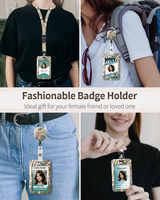 2 Stuks Bloem Motief Badgehouder met Retractable Reel, Carabiner Clip en Afneembare Lanyard - Ideaal voor Vrouwen, Perfecte Bescherming voor Identiteitskaarten — afbeelding 5