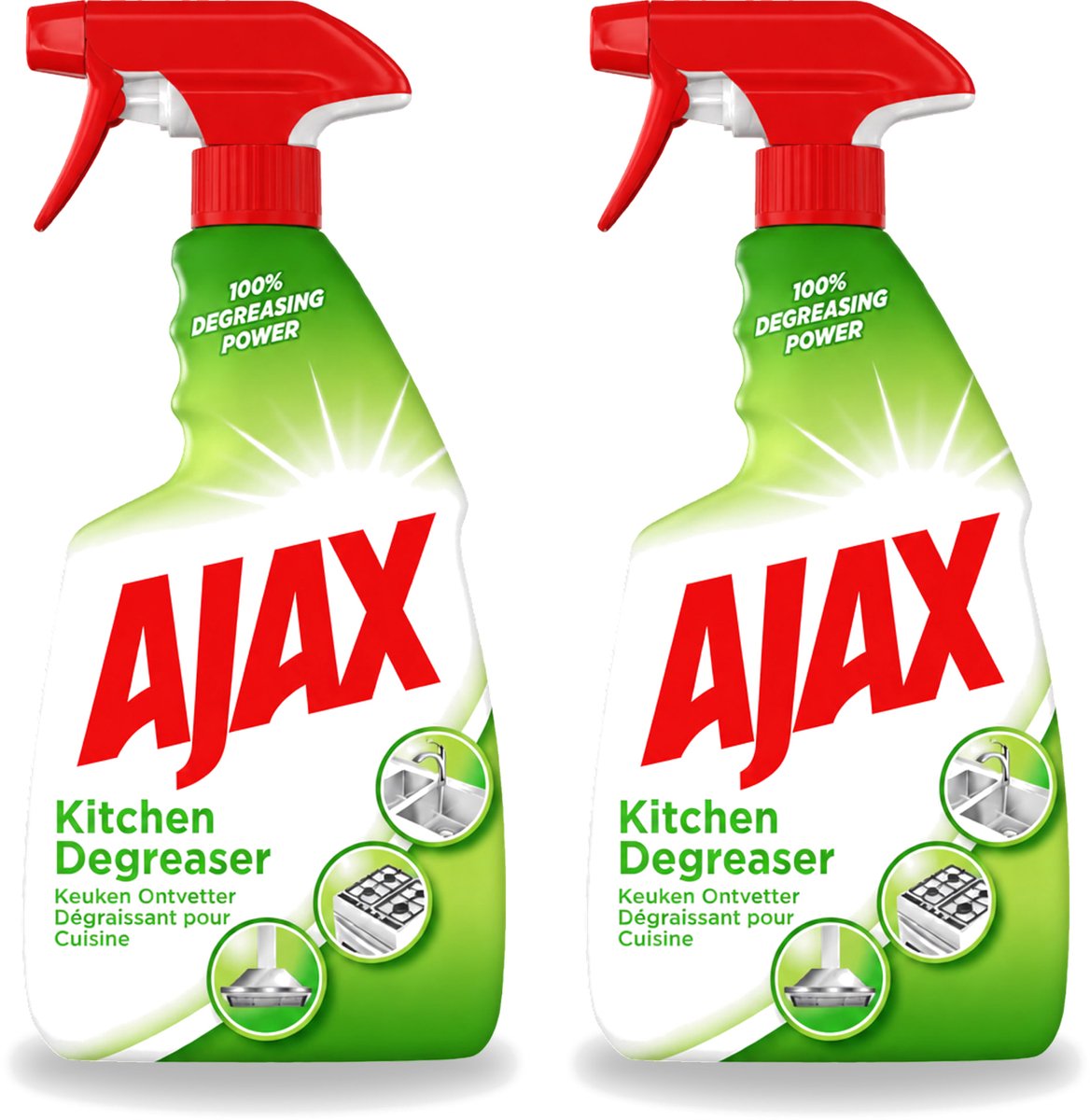2 x Ajax - Keuken Ontvetter Spray - Verwijdert Hardnekkig Vet - 750 ml - Voordeelverpakking - 2 stuks