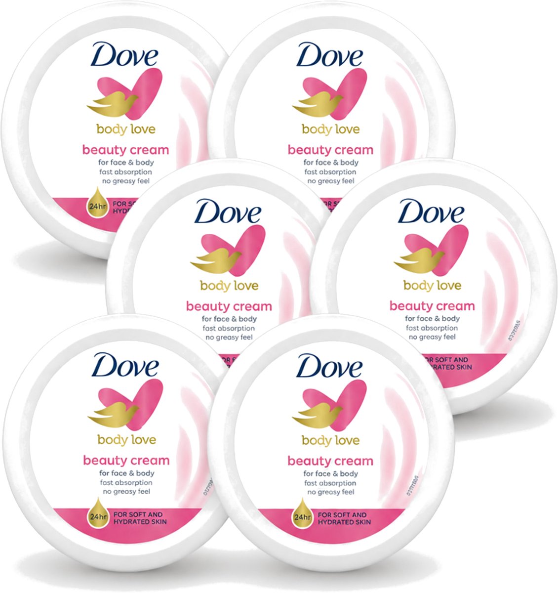6 x Dove – Bodycrème – Beauty Cream – 75 ml - Voordeelverpakking - 6 stuks