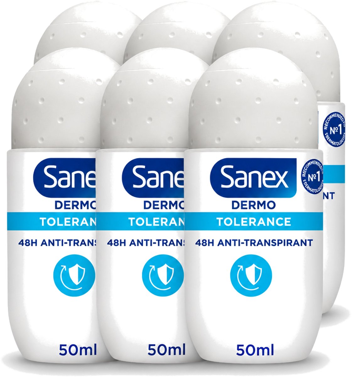 6 x Sanex – Deo Roll-on – Dermo Tolerance – 50 ml - Voordeelverpakking - 6 stuks