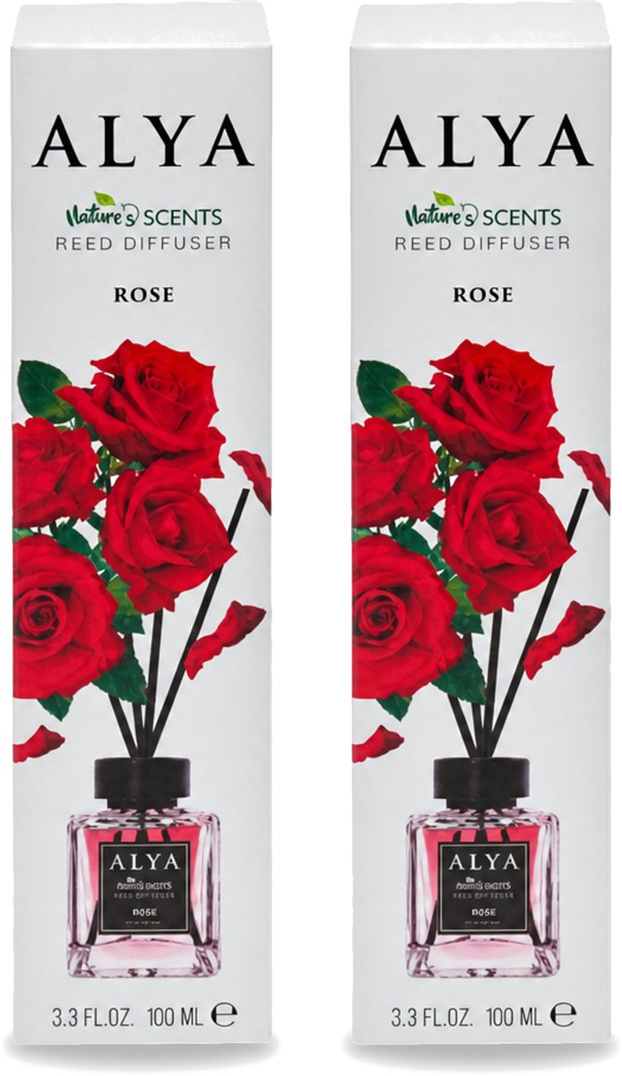 2 x Alya – Geurdiffuser – Rose – Interieurparfum - Voordeelverpakking - 2 stuks