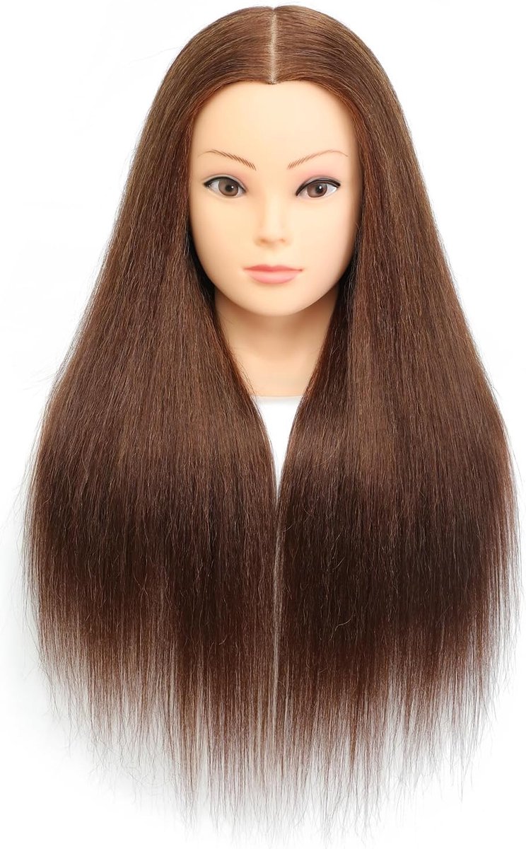 20"-22" Mannequin Hoofd met 85% Echt Haar Cosmetologie Training Hoofd Oefen Hoofd Styling Knip- en Kleurmanikin Hoofd met Tafelklem Houder