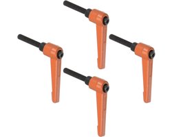 4 stuks verstelbare klemhendels, M6 x 32 mm vergrendeling Quick Release drukknop ratel schroefknoppen, aluminiumlegering buitendraad bouten handvat voor machines en apparatuur