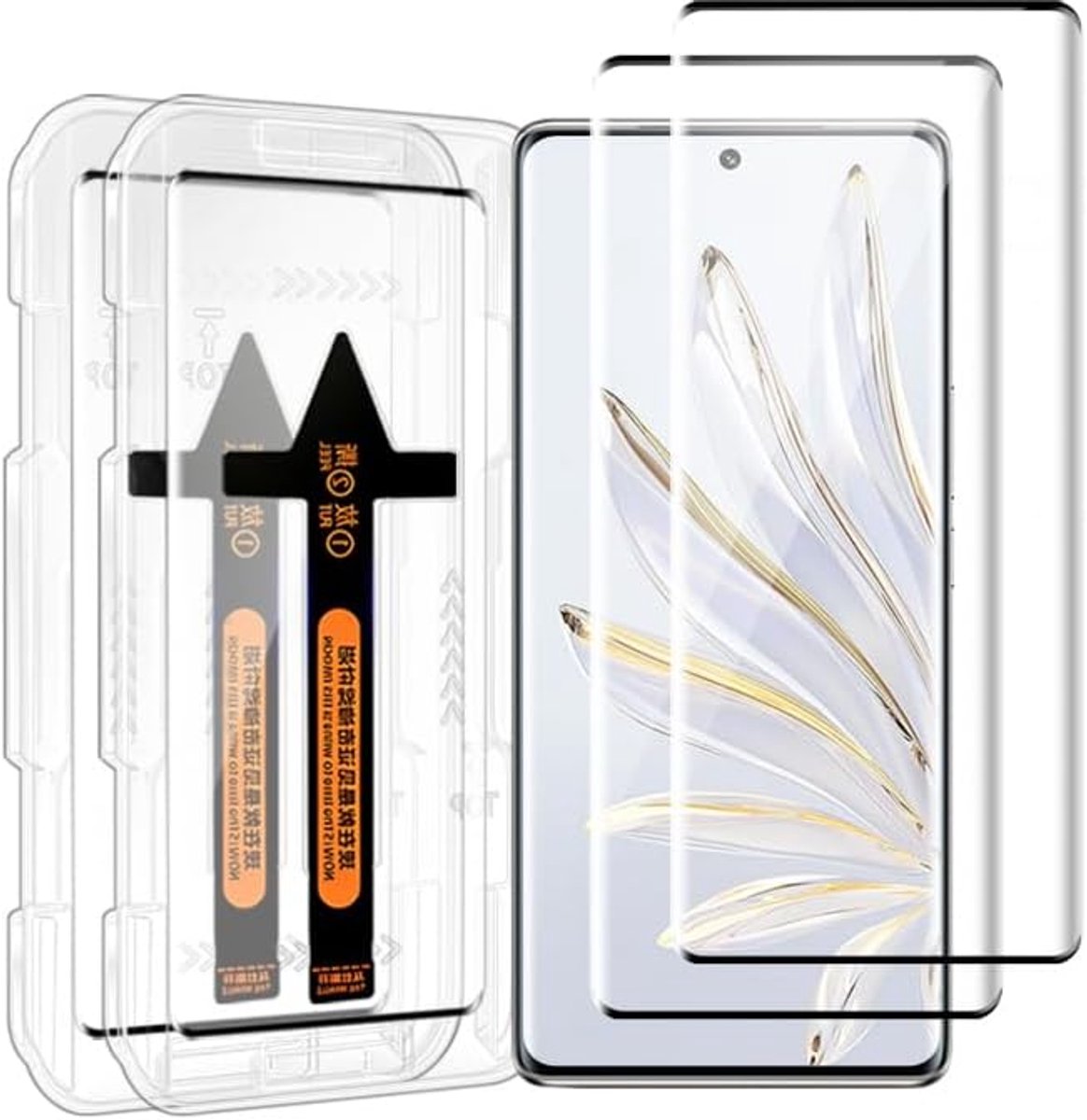 Chejuza 2 stuks gehard glas voor Honor 70, snelle installatie, gehard glas, transparant HD, hardheid 9H, compatibel met beschermhoes