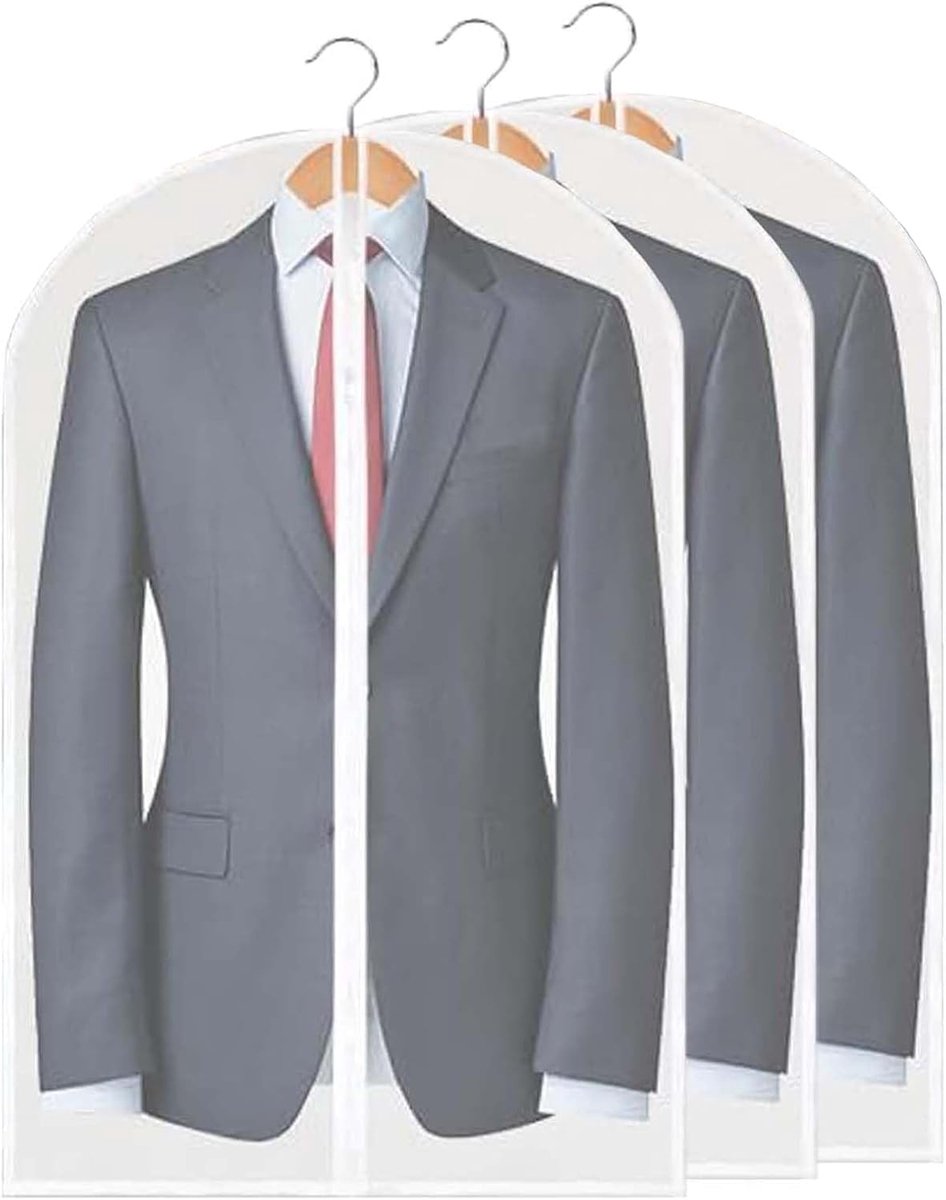 Kledinghoezen, 60 x 80 cm, stofdicht, PEVA kledingafdekking, kleding met ritssluiting, wasbare stoelhoezen, stofdicht, waterdicht, voor jassen en rokken (transparant)