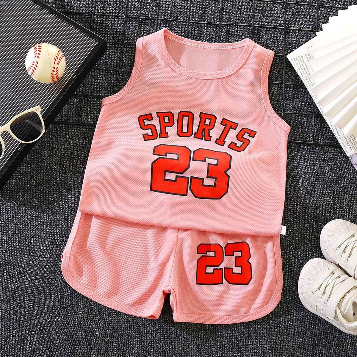 2-delige set voor jongens, sport, katoen, T-shirt, shorts, babykleding, dynamisch, zacht, zomer, kort, ademend, hoge kwaliteit, voor outdooractiviteiten, A3