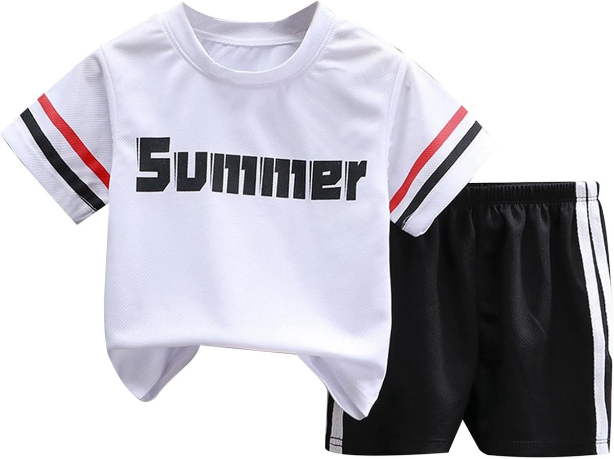 2-delige set voor jongens, kinderkleding, katoen, zomer, T-shirt, shorts, set omgeslagen zoom, bermuda-stijl, moderne outfit voor brunch Sunday A135