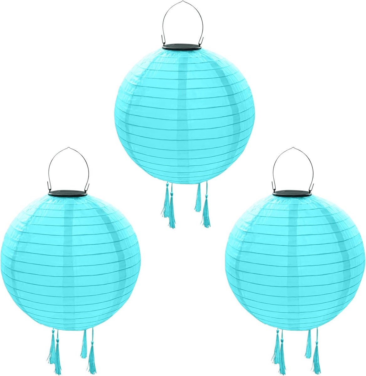 Himmel Pack of 3 Solar LED Lantern, Weatherproof, 30cm Solar Lanterns Outdoor Waterproof Nylon Hanging Garden Lantern - ShopVlot