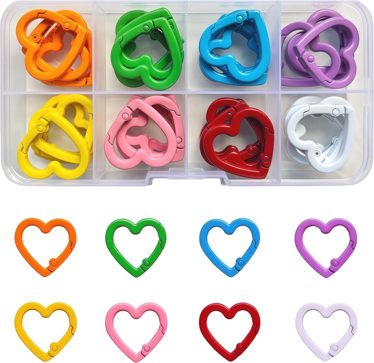 Karabijnhaken, 32 stuks, mini-sleutelhangers, set (A)