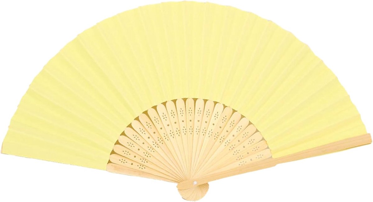 1 x Chinese vouwwaaier, draagbaar, papieren waaiers, citroengeel, opvouwbare waaiers van bamboe, handgemaakt, zakventilator voor decoratie, huwelijkscadeau, feest, huis