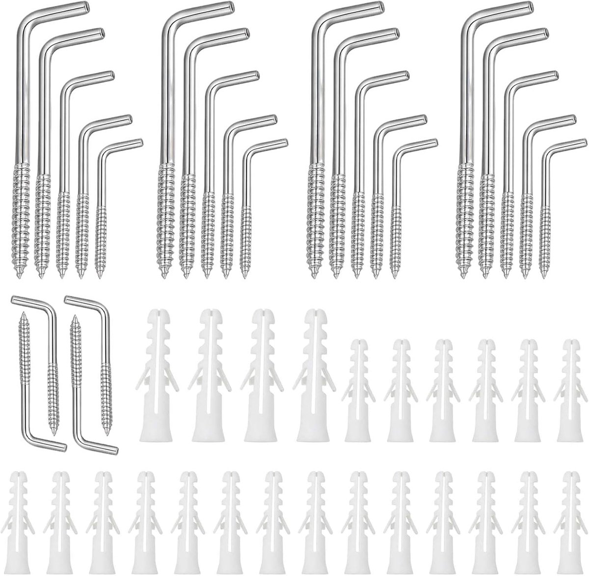Haken, rechte haakschroeven, schroefhaken m8/m6 met sleufhaak om te schroeven, wandhaken om te schroeven, metalen haakschroeven voor thuis, kantoor, ophangen, plafondhaken