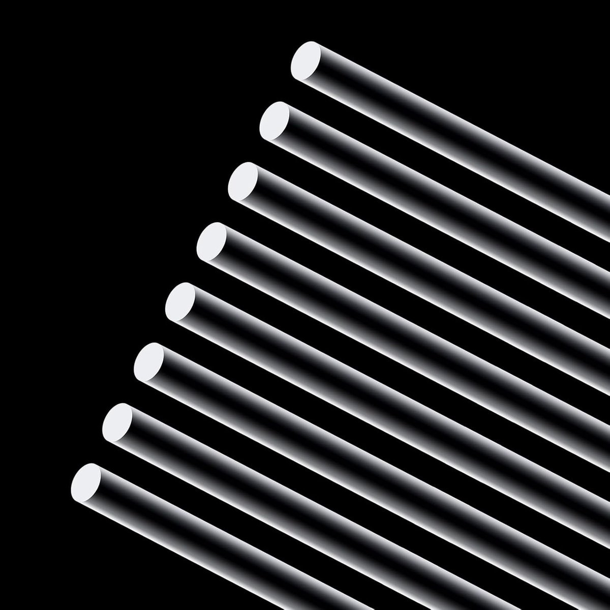 Ronde staven, 14 x 200 mm, 0,2 m, transparante acrylstaaf voor doe-het-zelf knutselwerk, verlichting en modelbouw, 8 stuks