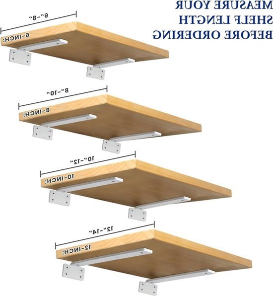 Set van 4 stevige metalen hoeksteunen voor planken, 30 cm, 70 kg draagvermogen voor opslag en organisatie — afbeelding 2