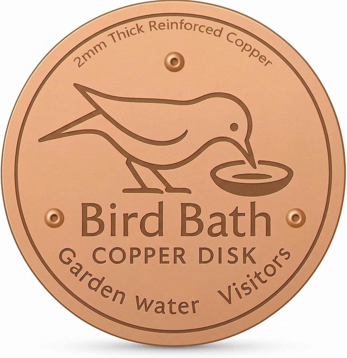 Koperen plaat, zuiver koper, waterreiniger met stabiele driepuntshouder, dikke corrosiebestendige koperen schijf voor vogelbad, vijver en tuinfontein