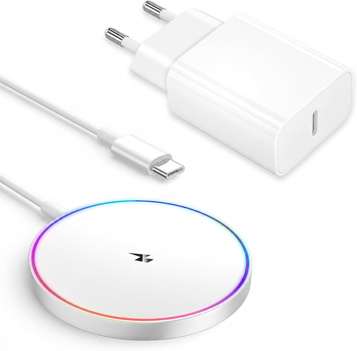 Draadloze 15W Mag-Safe Oplader met 20W USB-C Poort voor iPhone 17/16/15 Pro Max en AirPods, Snelladen en Compatibiliteit met Meerdere Modellen