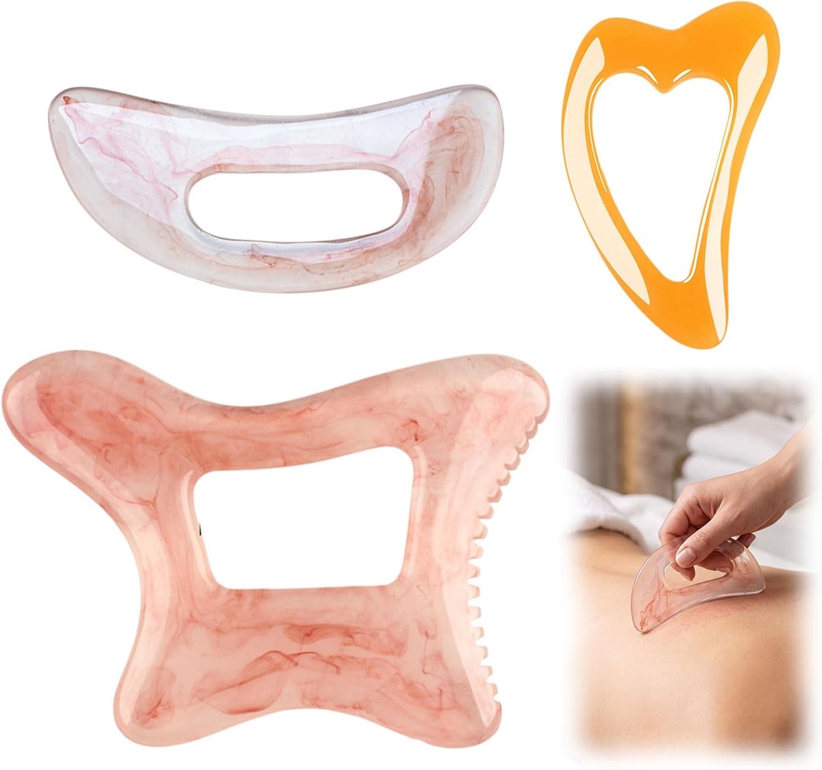 3-delige Gua Sha steen Guasha steen voor lymfemassage fascia massage