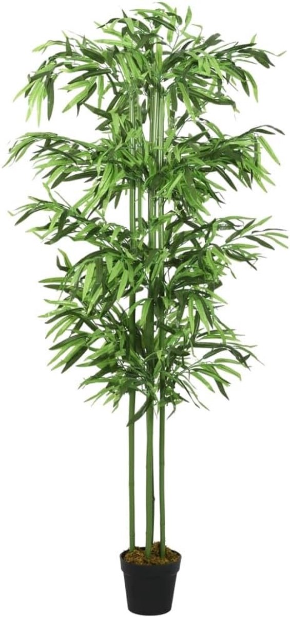 Kunstbamboe, 576 bladeren, 150 cm, groen, kunststof pot