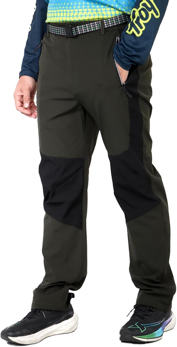 Wandelbroek voor heren, lichtgewicht wandelbroek, ademende fietsbroek voor heren, sneldrogende stretchbroek met ritszakken
