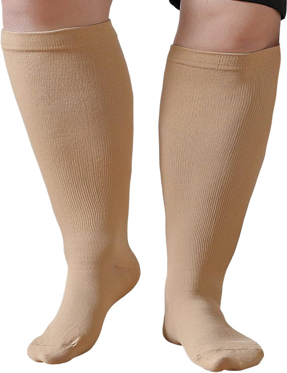 Sokken: Compression Socks Grote Maten Wijde Kuit 20-30 mmhg voor Verpleegster Hardlopen Sport Reizen Zwangerschap S-7XL 1 Paar