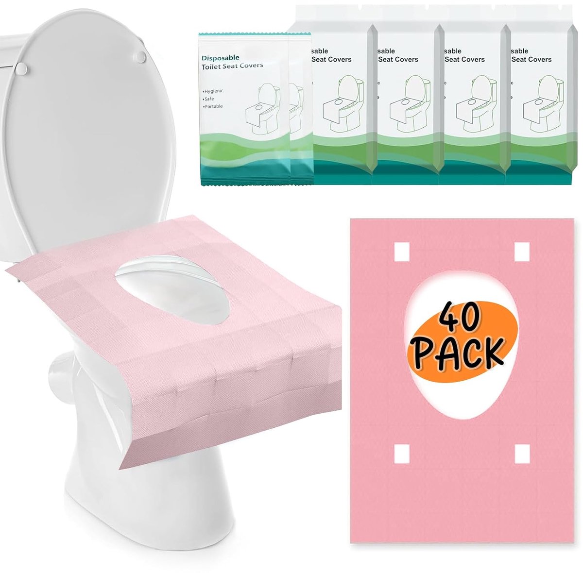Toiletpads, 40 stuks, waterdichte toilethoezen, wc-bril, mat, wegwerp toiletpapier, pad voor openbare toilets, reizen en onderweg