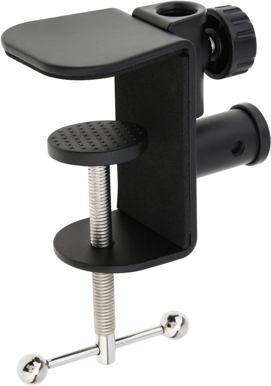 Set van 2 bureauklemmen - verstelbare metalen C-klem met 1/2 draadgaten voor desktopmicrofoonstandaard, lamp en camera | Heavy Duty zwarte klemvoet — afbeelding 2