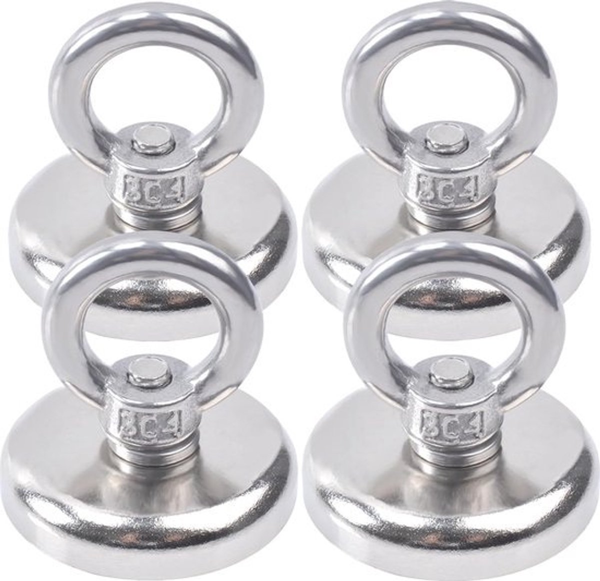 Sterke neodymiummagneten - Voor magnetvissen - 45 kg trekkracht - Diameter 32 mm - 4 stuks