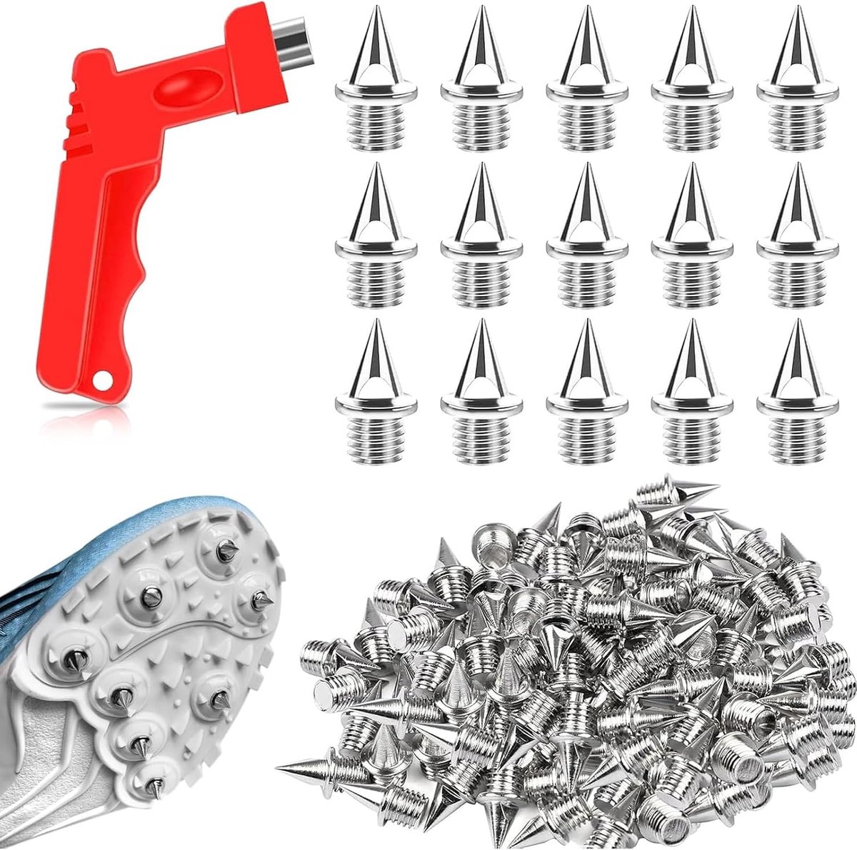 Spikes atletiek 6 mm - stalen conische spikes - robuuste reservepunten - verbeterde grip tijdens sprint - ShopVlot