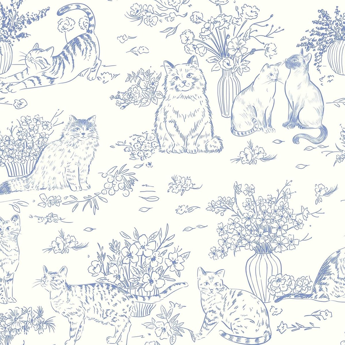 Timeet Zelfklevend behang blauw 44CM×10M plakfolie bloemen en bladeren - ShopVlot