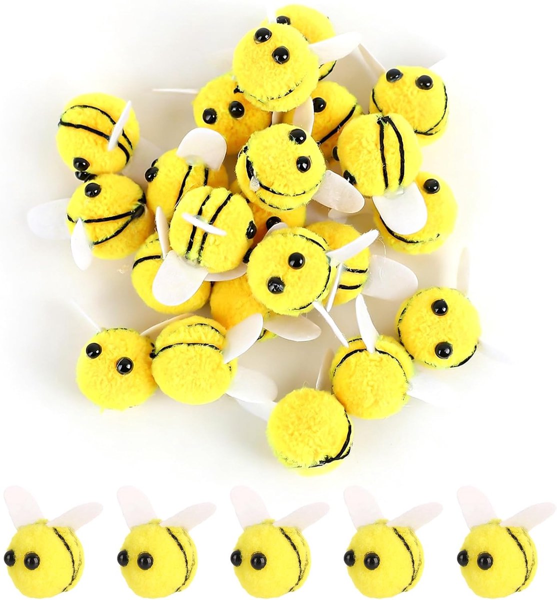 60 stuks bijen vilten minifiguren, schattige bijendecoratie van wolvilt, kleine decoratie als strooidecoratie voor - ShopVlot