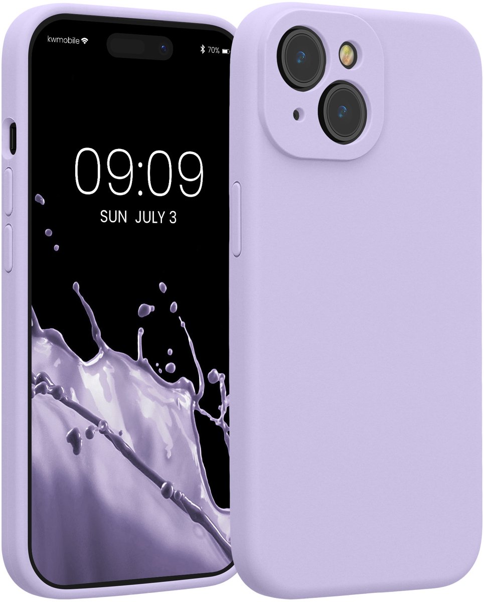 kwmobile telefoonhoesje geschikt voor Apple iPhone 15 - TPU backcover met siliconen coating - Smartphone case in lavendel