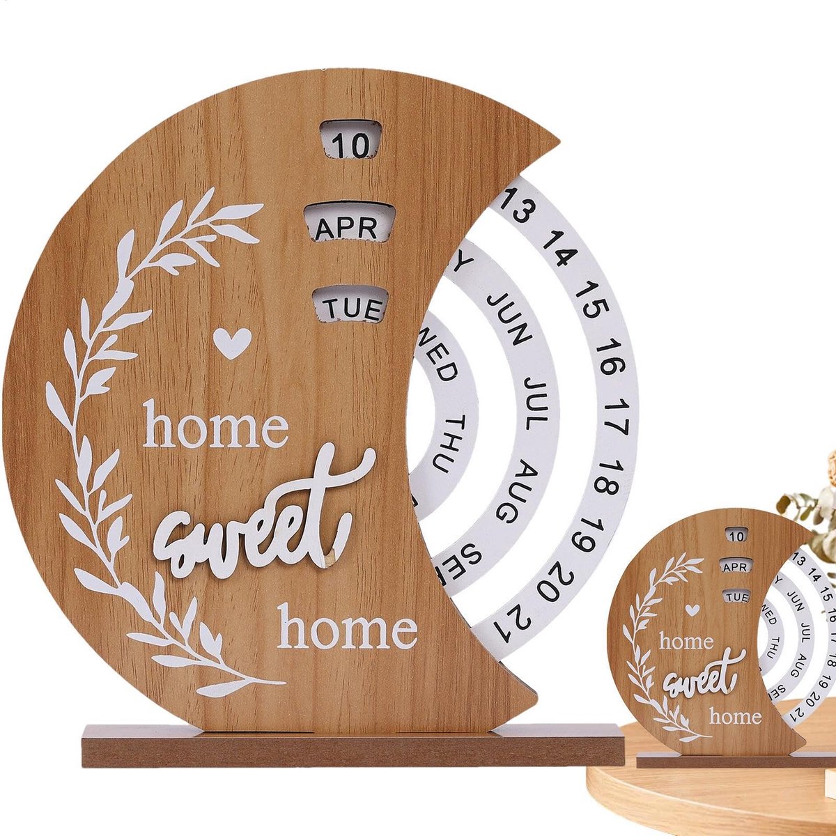 Casalora Houten Bureaukalender Herbruikbare Eeuwigdurende Dagelijkse Bureaumodel Handmatig Draaibare Kalender Voor Woonkamer Slaapkamer Dagelijks Eeuwigdurende Handgemaakt Houten Bureau Decor Draaihout T
