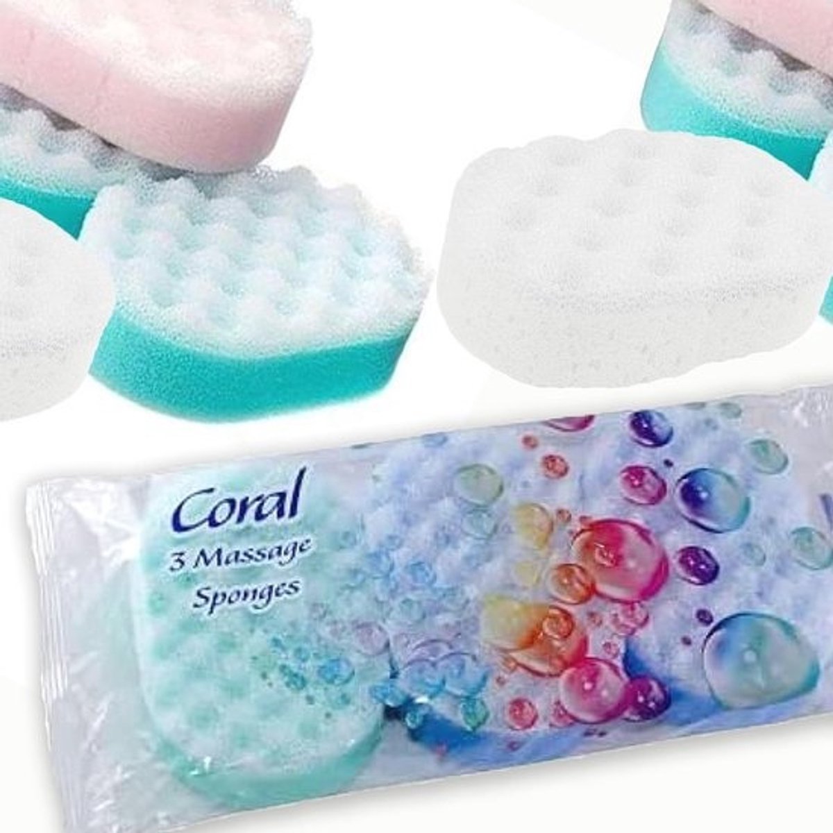 Set van 3 massagesponzen voor peeling en verzorging