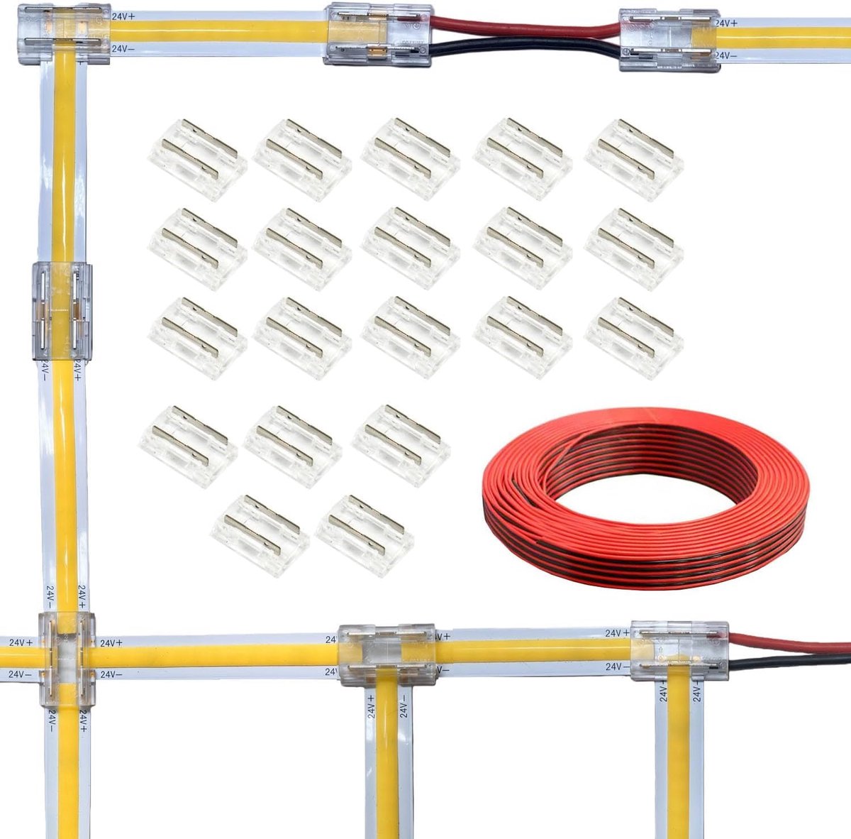 COB connector 0,19 inch - 8-in-1 transparant - 20 stuks - eenvoudig te installeren - ShopVlot