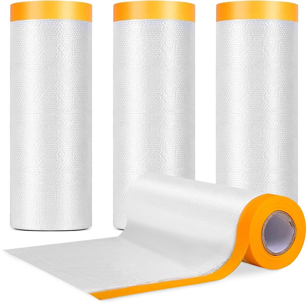4 rollen afdekfolie met plakband, 240 cm x 20 m, transparant afdekzeil, waterdicht en stofdicht, voor - ShopVlot