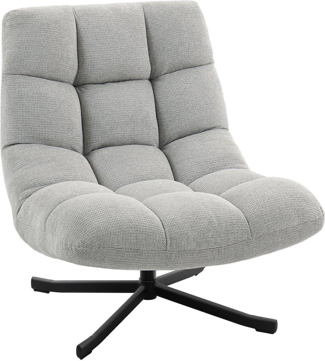 Homona Draaifauteuil - 360° draaibaar - Met chenille bekleding - 75 x 95 x 90 cm - Lichtgrijs