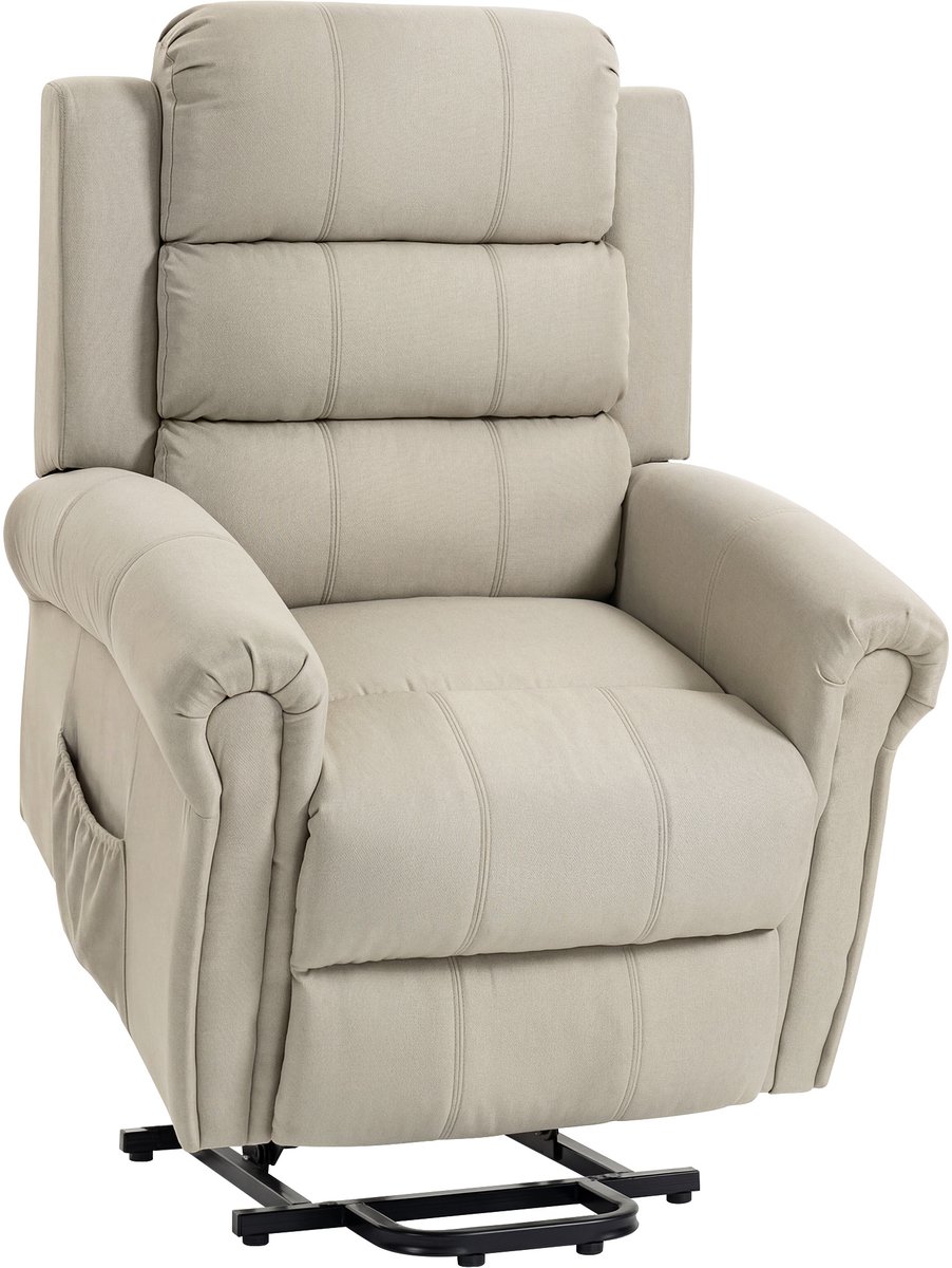 Homona Elektrische sta-opfauteuil met massage- en warmtefunctie - Met voetsteun en USB-aansluiting - 87 x 87,5 x 108 cm - Beige