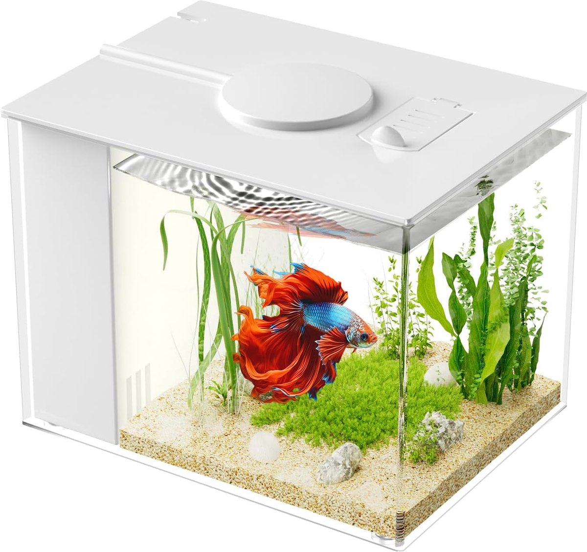 SnelShoppen - 3.7L Nano Aquarium Compleet Set - Acryl Mini Aquarium met Filter, LED Verlichting en Pomp - Ideaal voor Betta's, Garnalen en Aquatische