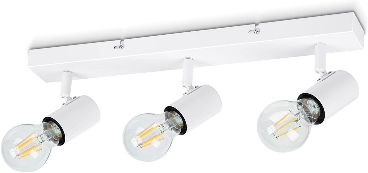 Plafondlamp, 3 spots, draaibaar, led-plafondlamp, wit, plafondlamp, spot, E27, 60 W, Max, plafondspot, wit, modern, voor slaapkamer, keuken, woonkamer, hal
