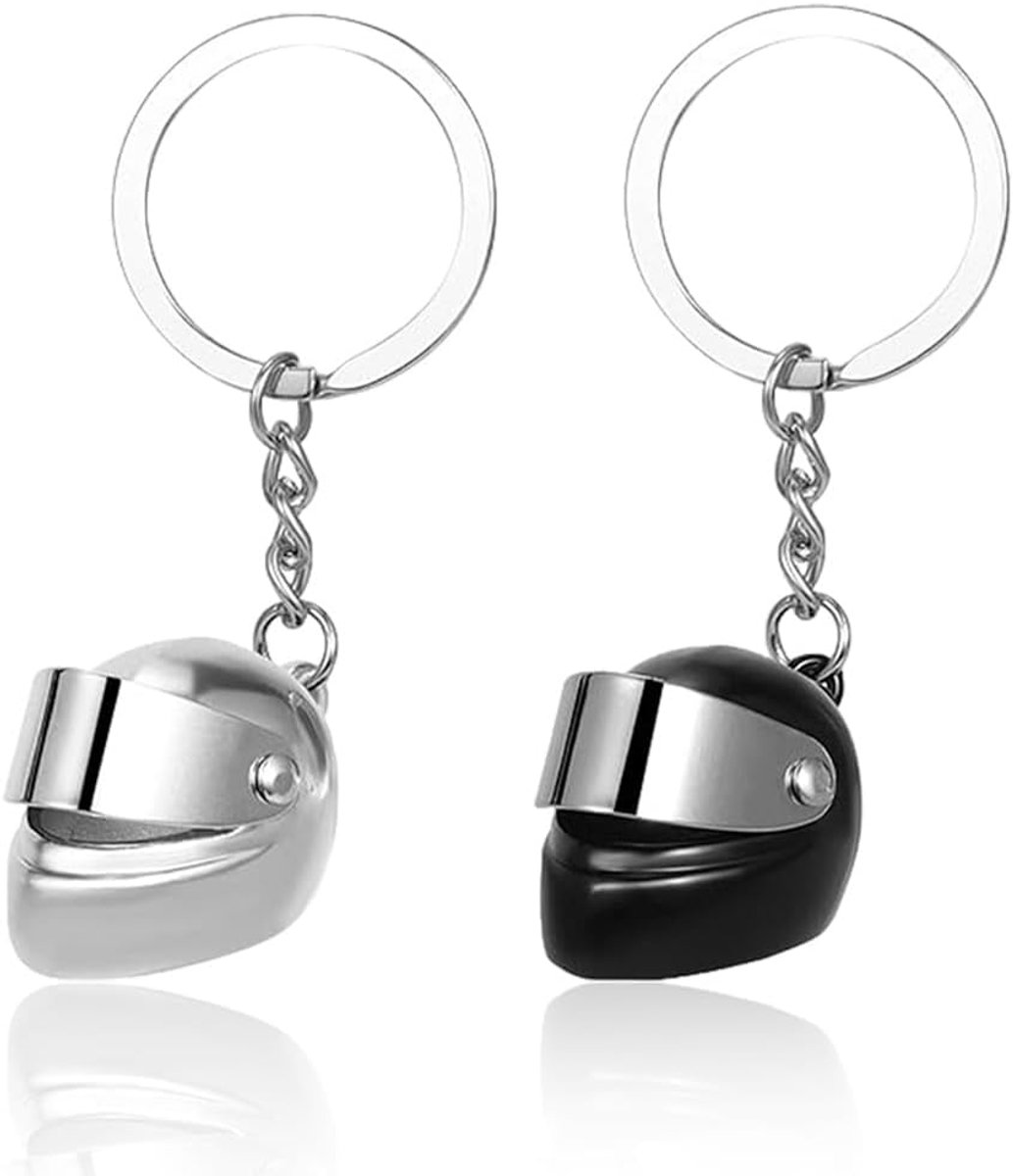 2 stuks sleutelhangers motorhelm 3D Mini, sleutelhanger motorhelm, zeer origineel als, vakantiecadeau