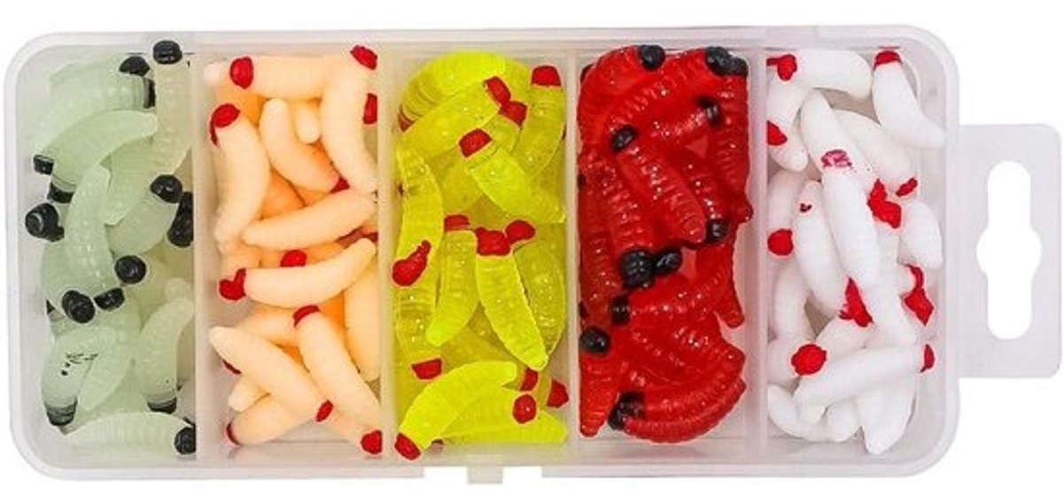 125 pcs kunstmatige meelwormen - Realistische vismix - Voor zout- en zoetwatervissen