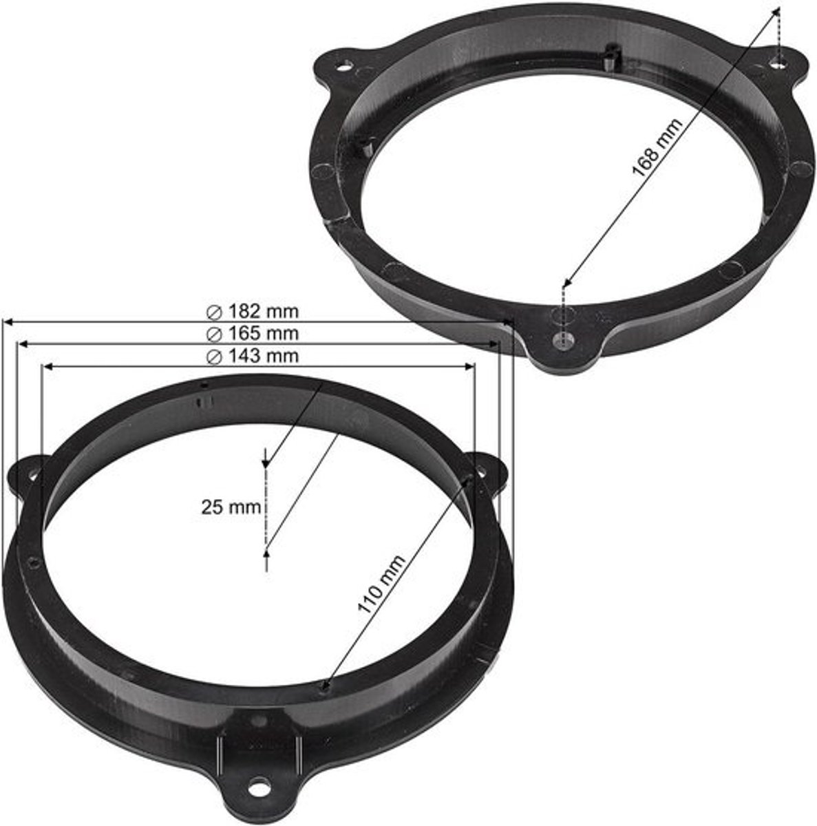 Luidsprekerringen - Adapterbeugels - Autoaudio - Specifieke voertuigcompatibiliteit - 165mm DIN